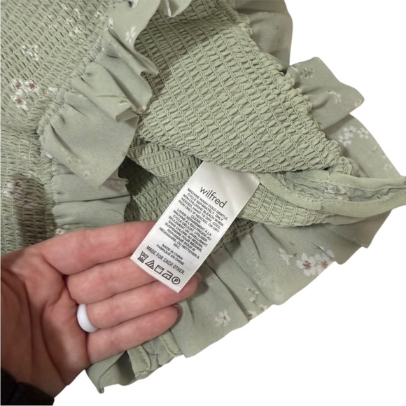 Aritzia Wilfred Tempest Smocked Floral Sheer Cottagecore Long Sleeve Blouse XS - Picture 8 of 10